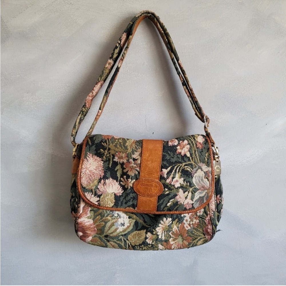 Gobelins Art Brussels Belgium Tapestry Bag Vintage Crossbody Floral 12 x 9